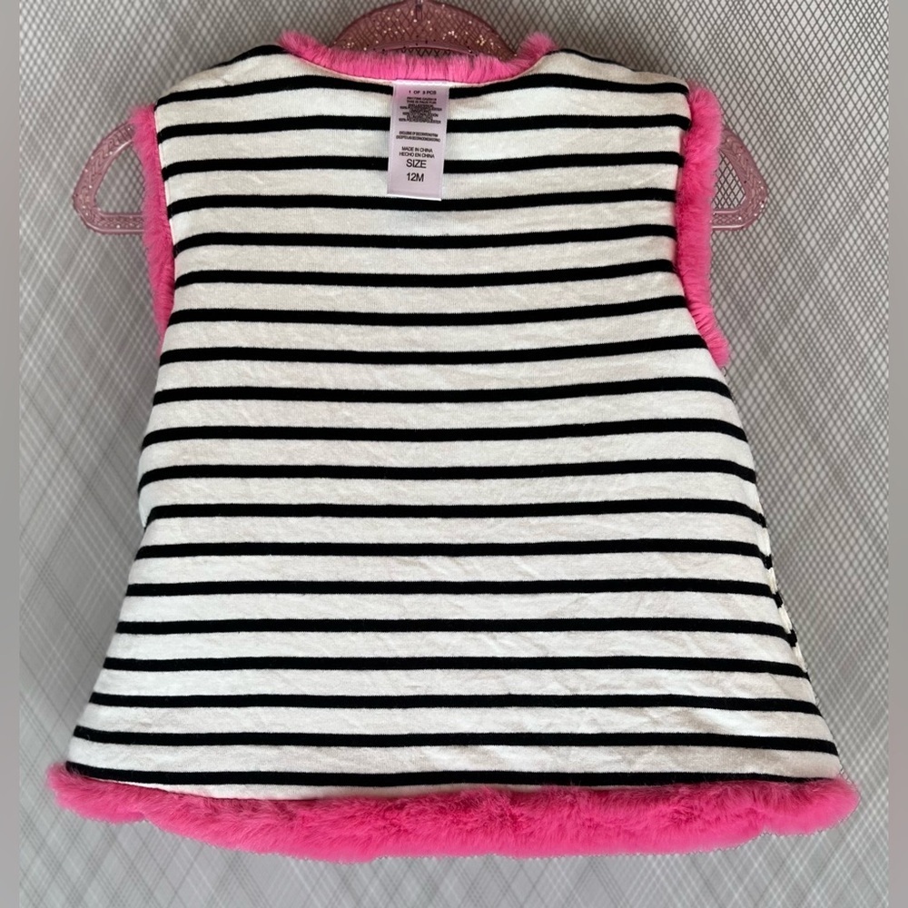 Girls reversible pink faux Vest w/bow (Size 12m) - Picture 4 of 7
